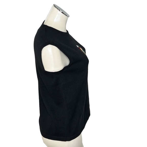 NWT TERAZZO Black Sleeveless Knit Sequins Santa Sweater Vest Women's Size S - Picture 2 of 14